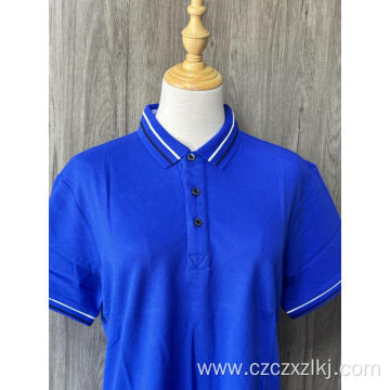 Blue cotton short-sleeve POLO shirt